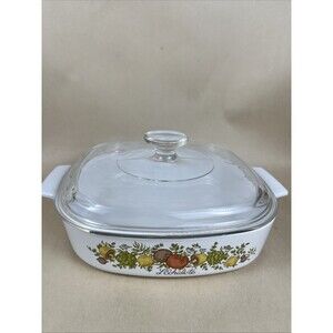 Vtg CorningWare‎ L’ Echalote Spice of Life A8B Casserole Dish w/Lid 1.4 Liter